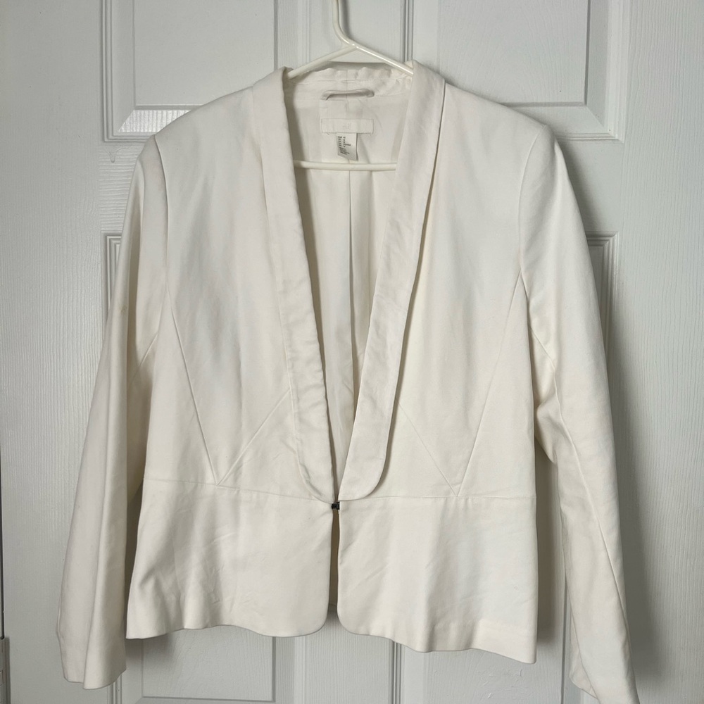 H&M White Blazer Professional Tailored Fit Minimalist Design